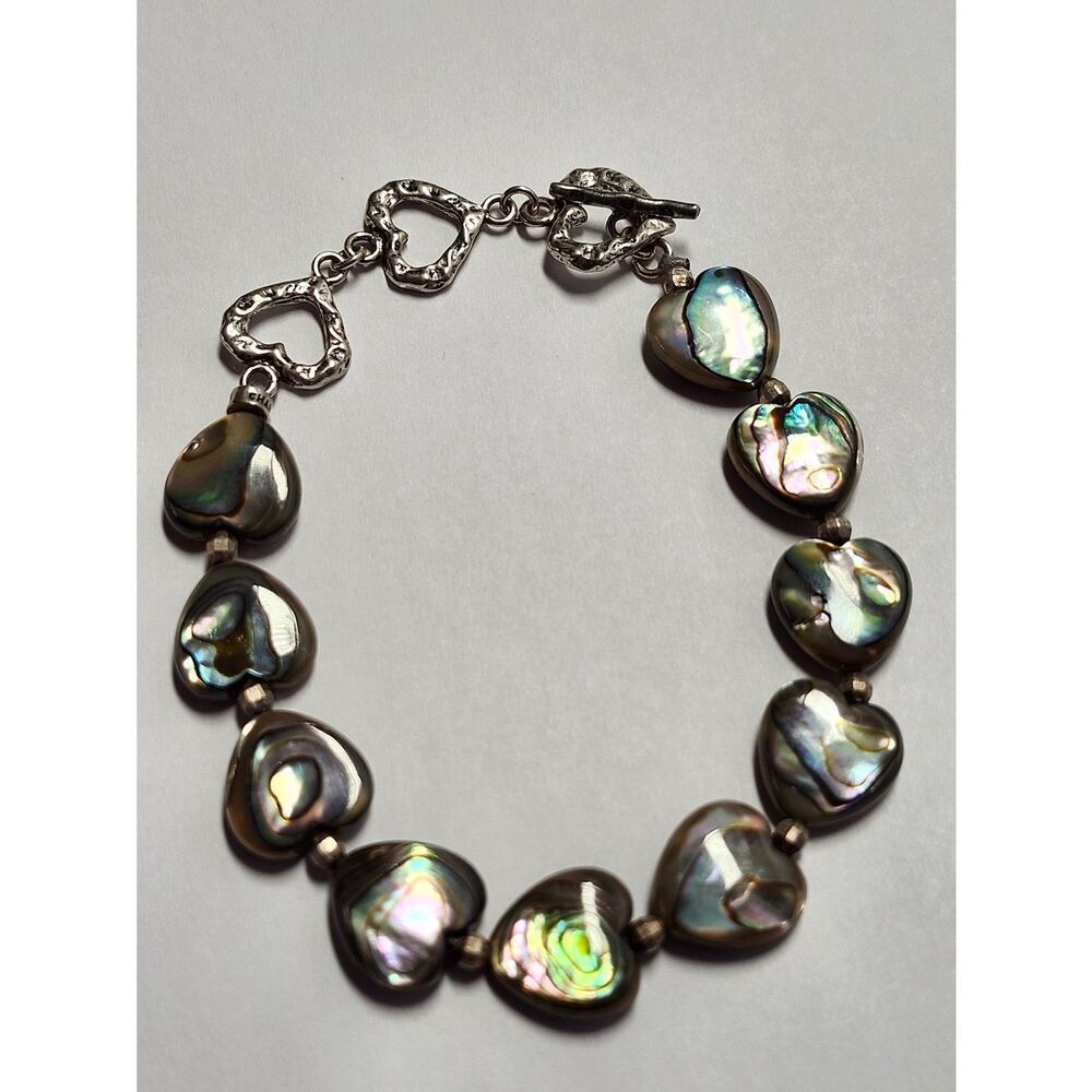 Chan Luu Sterling Silver Heart-Shaped Abalone Shell Bracelet 925